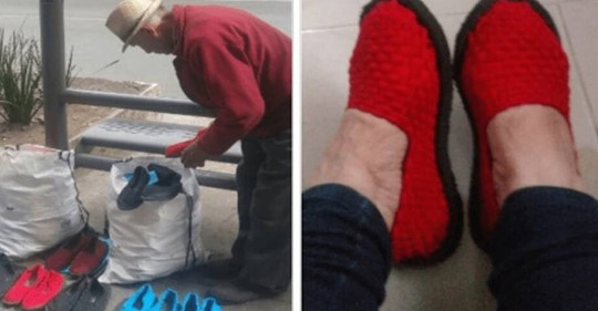 Abuelito vende zapatos tejidos y pide que lo viralicen para impulsar su negocio