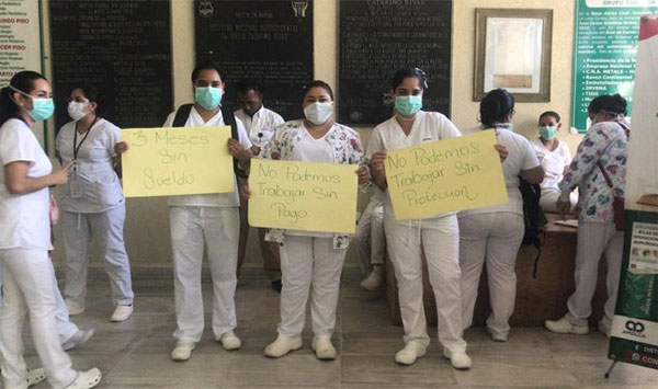¡Por falta de pago! Enfermeras por contrato del Hospital Mario Catarino Rivas se paralizan