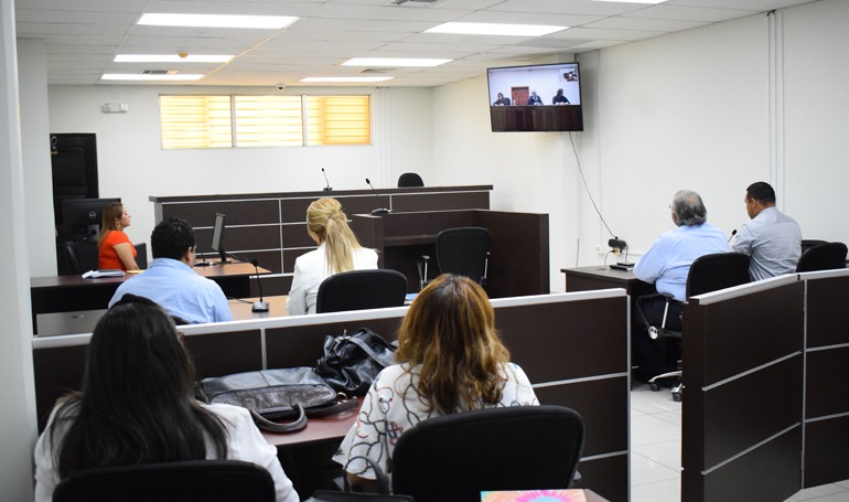 Realizan primera audiencia virtual en el Tribunal de Sentencia