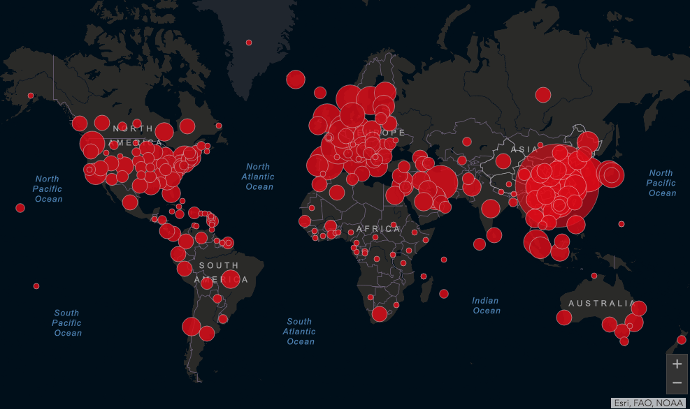 Este mapa te muestra la situación del coronavirus en el mundo en tiempo real