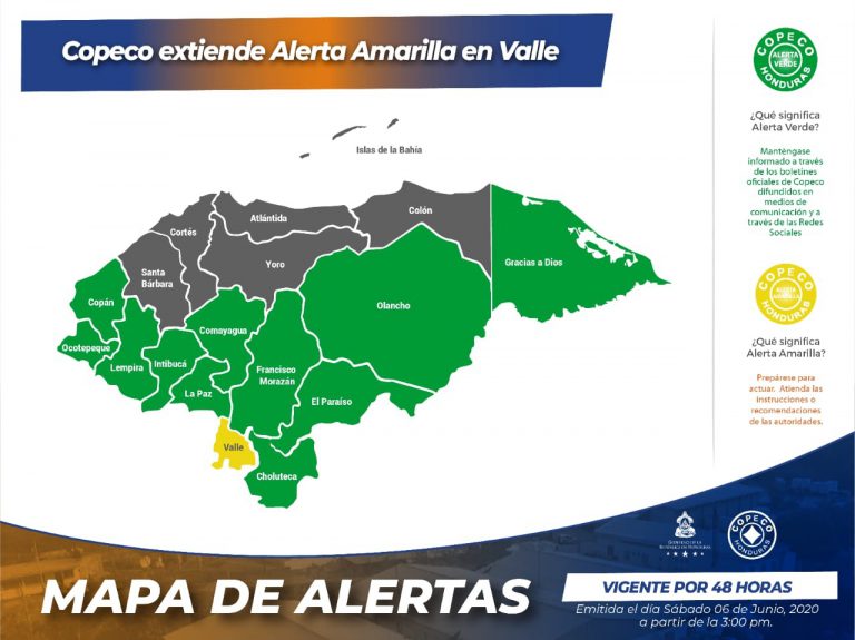COPECO extiende Alerta Amarilla para el departamento de  Valle