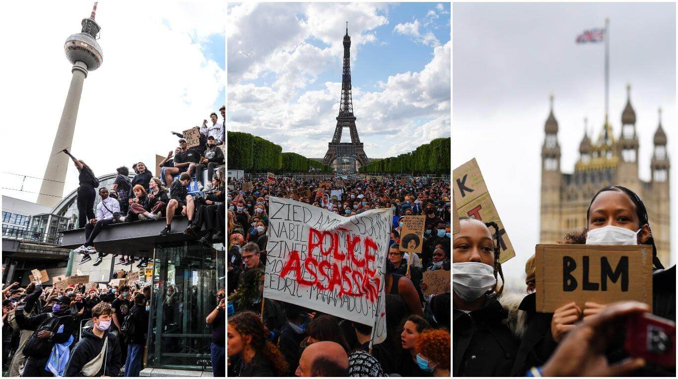 Masivas protestas en Londres, París y Berlín contra la violencia policial tras el crimen de George Floyd Masivas protestas en Londres, París y Berlín contra la violencia policial tras el crimen de George Floyd