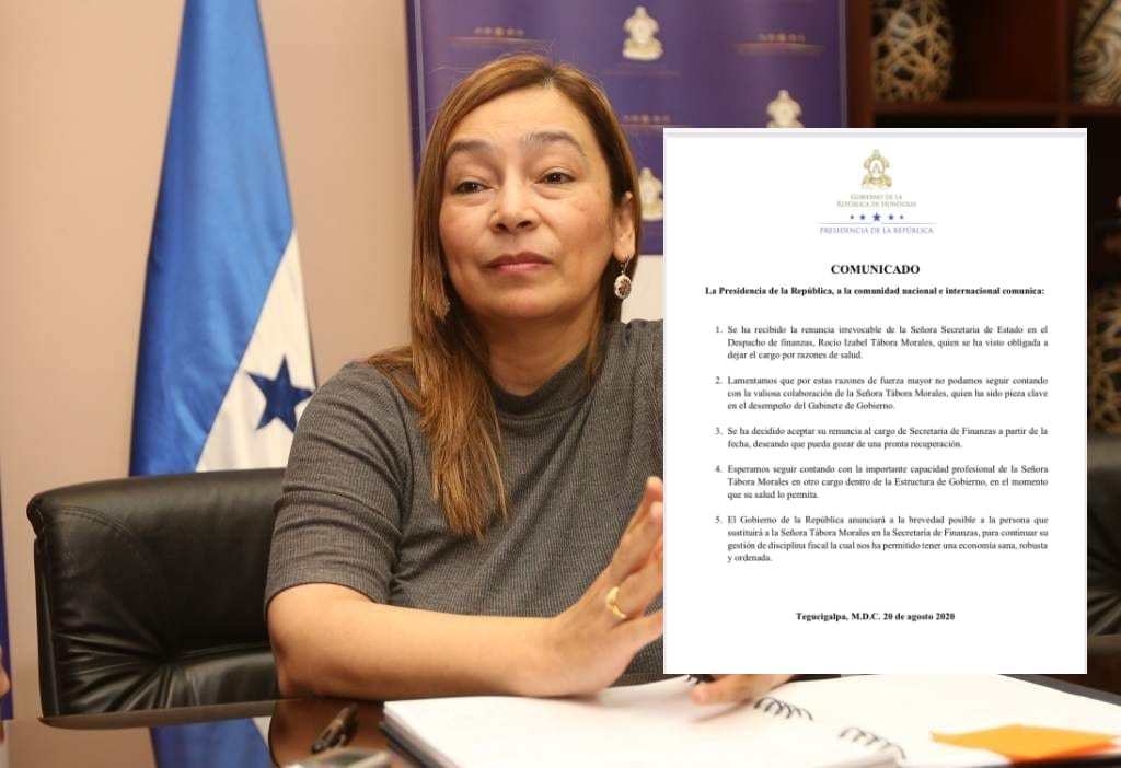 El Gobierno confirma la renuncia irrevocable de la ministra de Finanzas Rocio Tábora El Gobierno confirma la renuncia irrevocable de la ministra de Finanzas Rocio Tábora