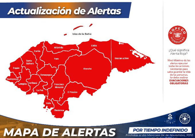 Extienden Alerta Roja a nivel nacional por la Tormenta Tropical Eta Extienden Alerta Roja a nivel nacional por la Tormenta Tropical Eta