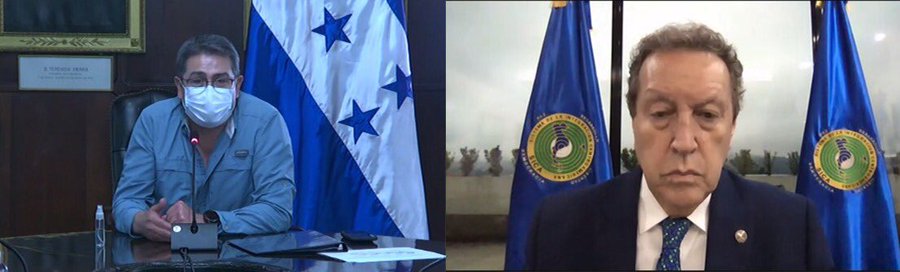 Presidente Hernández y secretario general del SICA dialogan sobre la hoja de ruta para la reconstrucción de Centroamérica Presidente Hernández y secretario general del SICA dialogan sobre la hoja de ruta para la reconstrucción de Centroamérica