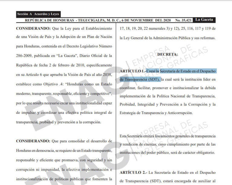 Gobierno anuncia la creación de la nueva Secretaría de Transparencia
