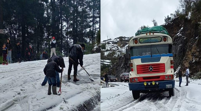 ¡Insólito! Caída de granizo en Guatemala cubre las calles de blanco en forma de nieve