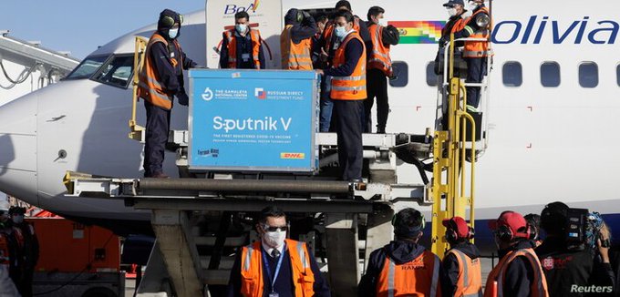 Bolivia recibe cargamento de vacuna rusa para COVID-19 Bolivia recibe cargamento de vacuna rusa para COVID-19