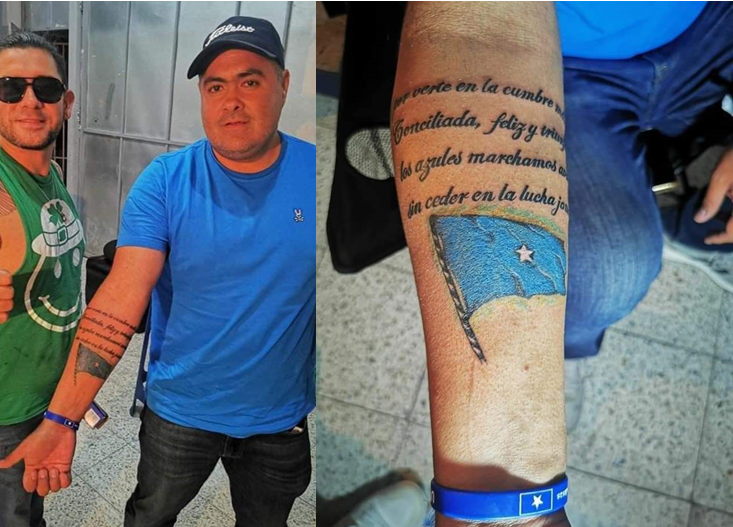 Hondureño se tatúa la bandera y el himno del Partido Nacional «por amor» Hondureño se tatúa la bandera y el himno del Partido Nacional «por amor»
