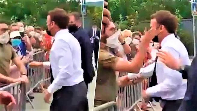 Un hombre da un bofetón al presidente  Emmanuel Macron durante su visita al sur de Francia