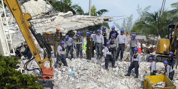 Encuentran otros 10 cuerpos y la cifra de muertos asciende a 46 tras derrumbe de edificio en Miami Encuentran otros 10 cuerpos y la cifra de muertos asciende a 46 tras derrumbe de edificio en Miami