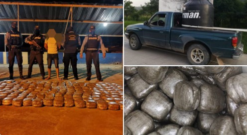 Contabilizan 373 libras de supuesta marihuana incautada dentro de  «Rotoplas» en Danlí
