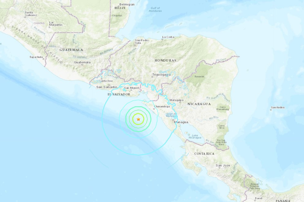 Un terremoto de 6.5 grados se registró frente a la costa oeste de Nicaragua Un terremoto de 6.5 grados se registró frente a la costa oeste de Nicaragua
