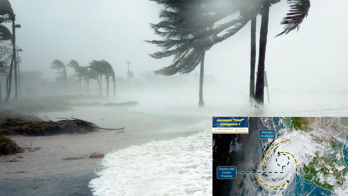 El huracán Olaf, de categoría 2, impacta en el estado mexicano de Baja California Sur