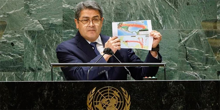 Presidente Hernández en la ONU: Si EEUU premia falsos testimonios, atenta contra la lucha mundial antinarcóticos Presidente Hernández en la ONU: Si EEUU premia falsos testimonios, atenta contra la lucha mundial antinarcóticos