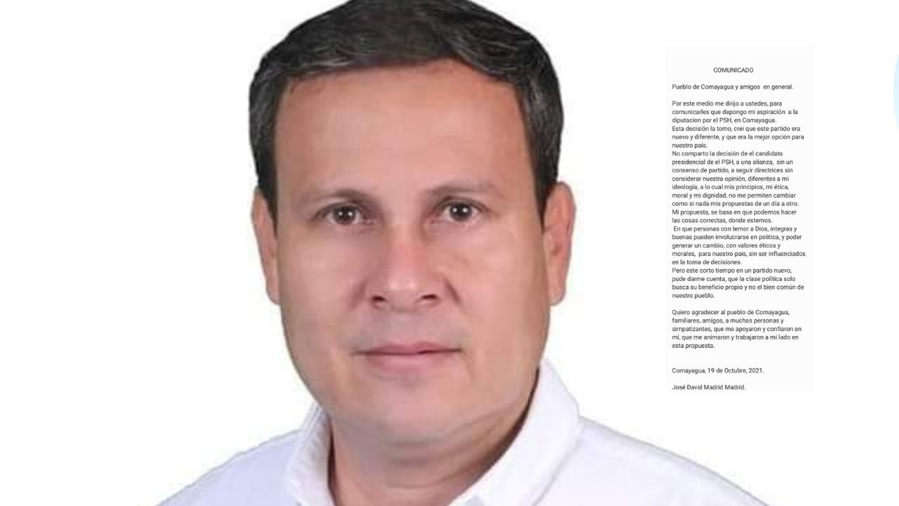 Renuncia candidato a diputado de Comayagua por el PSH   