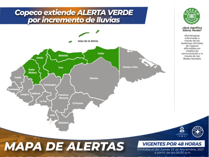 Copeco extiende Alerta Verde para seis departamentos
