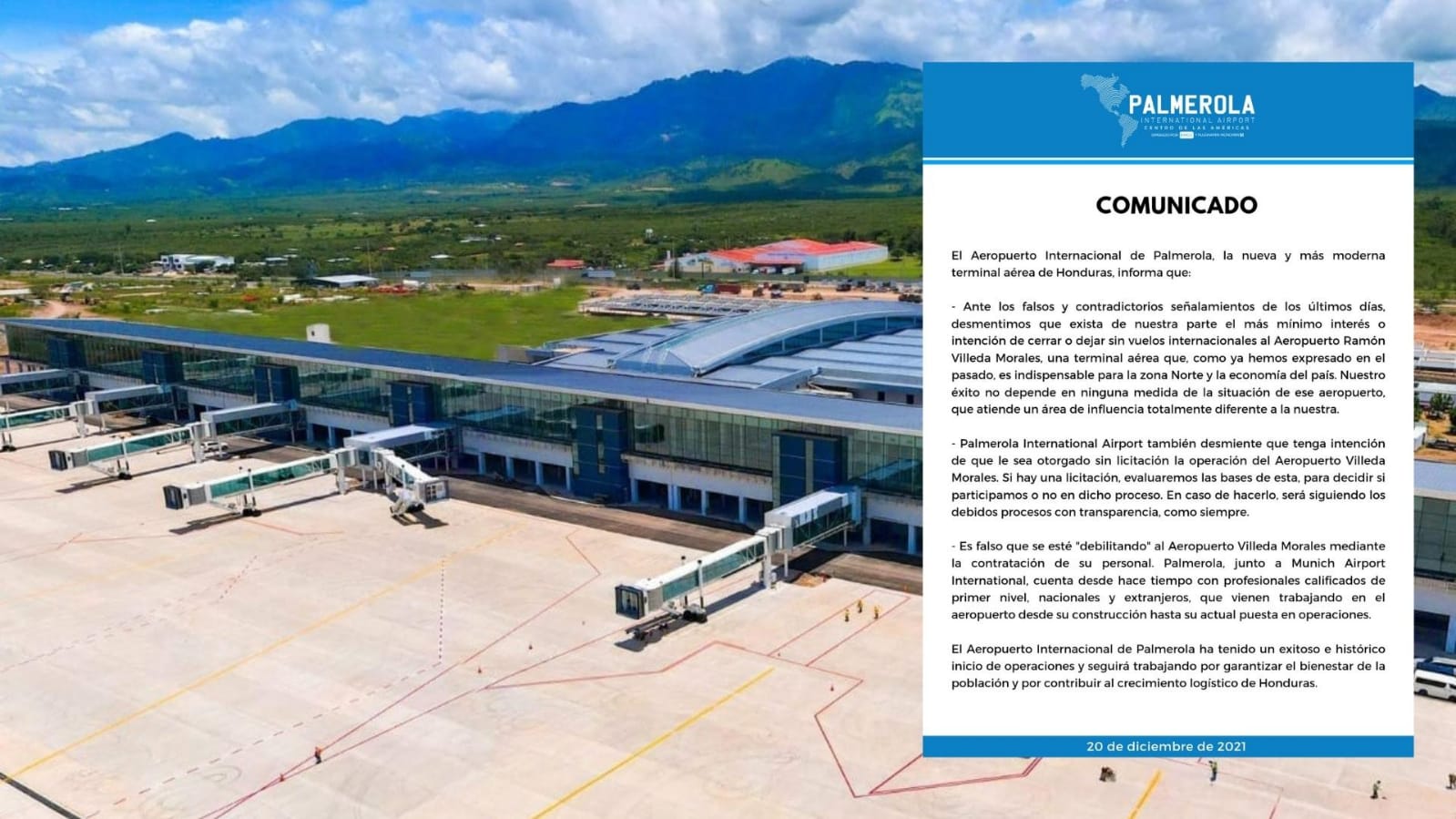Palmerola no tiene intenciones de obtener sin licitación operaciones de la terminal aérea de SPS Palmerola no tiene intenciones de obtener sin licitación operaciones de la terminal aérea de SPS