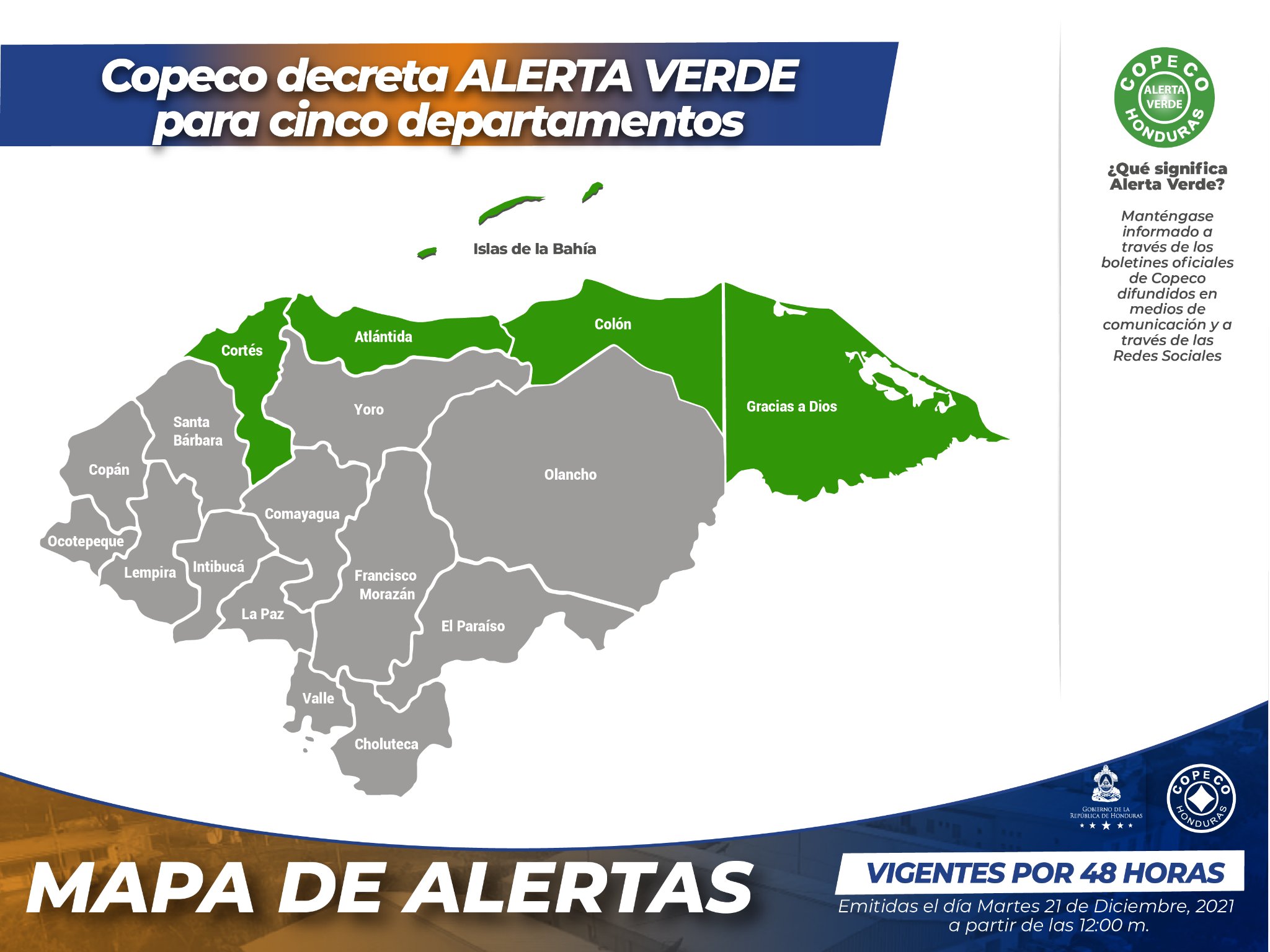 Decretan alerta verde en cinco departamentos de Honduras Decretan alerta verde en cinco departamentos de Honduras