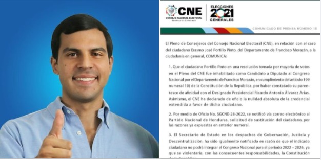CNE inhabilita diputación de Erasmo Portillo por parentesco con Ricardo Álvarez CNE inhabilita diputación de Erasmo Portillo por parentesco con Ricardo Álvarez