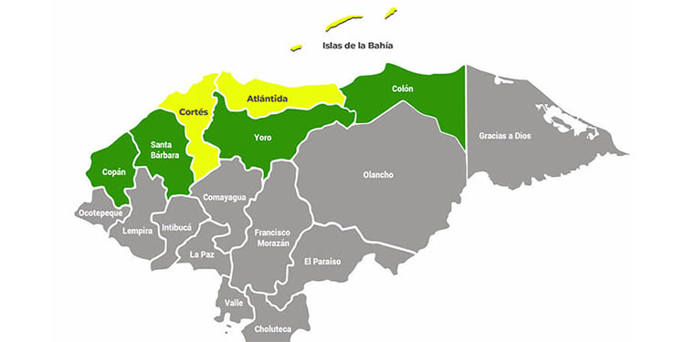 Copeco decreta alerta amarilla en tres departamentos y verde para otros cuatro Copeco decreta alerta amarilla en tres departamentos y verde para otros cuatro