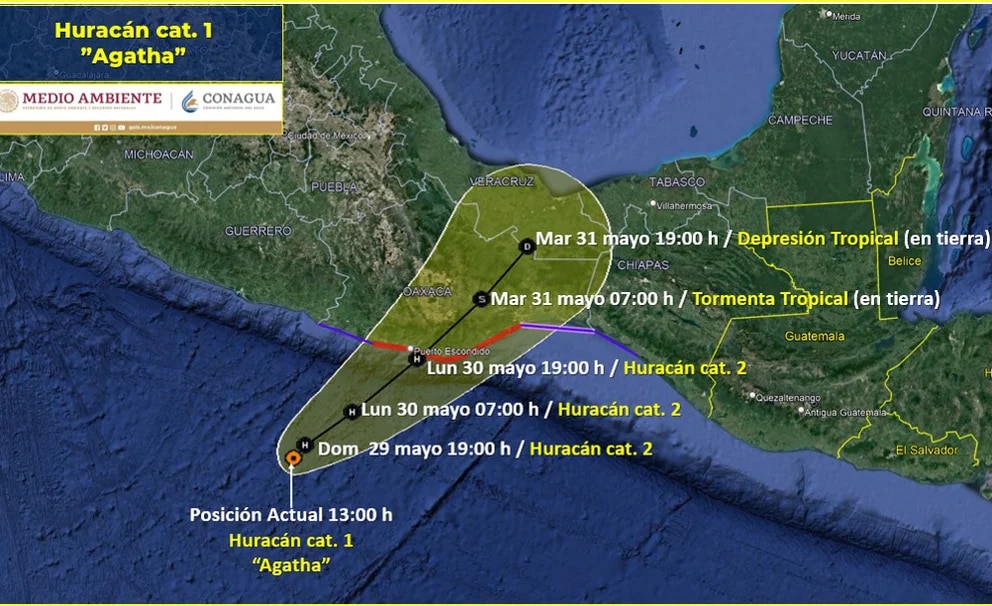 Huracán Agatha: alcanzaría categoría 3 en el sureste de México