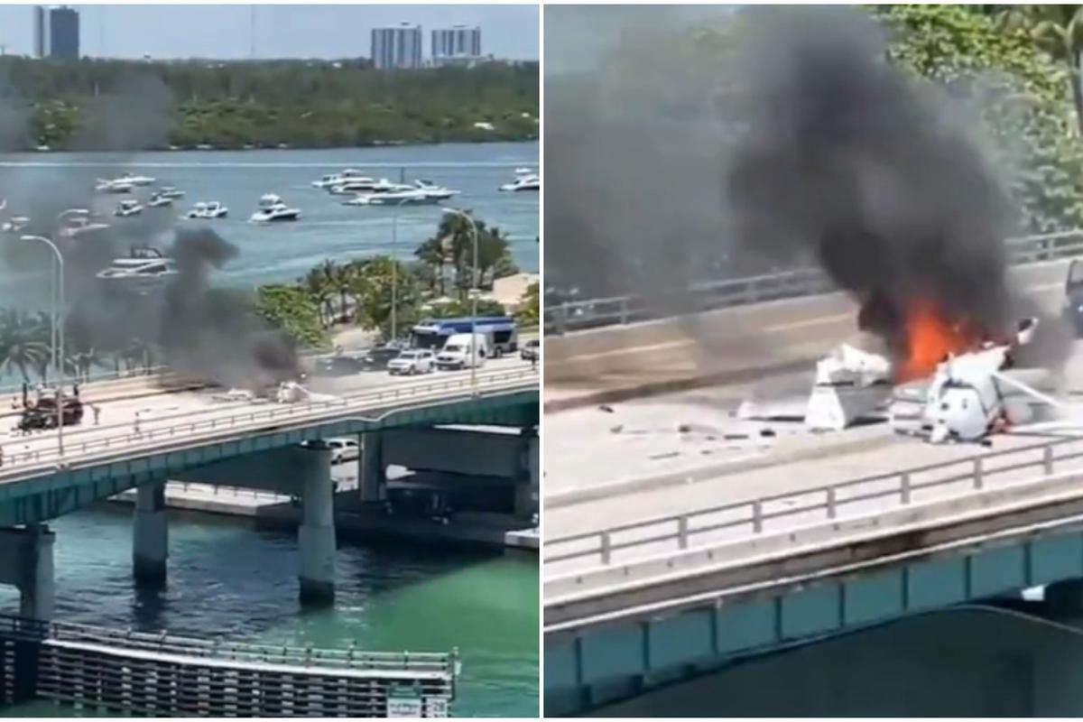 Una avioneta cae en un puente de Miami-Beach dejando al menos seis heridos Una avioneta cae en un puente de Miami-Beach dejando al menos seis heridos