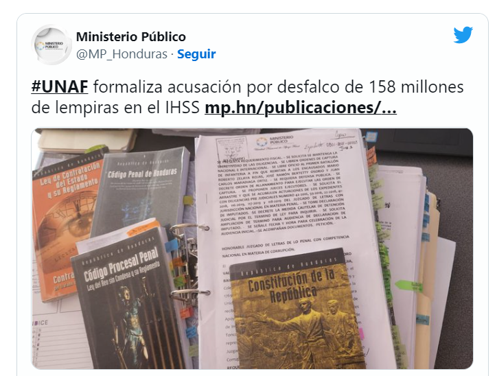 MP formaliza acusación en contra de 14 personas por fraude de L158 millones en el IHSS