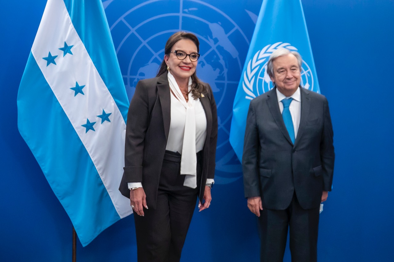 La Presidenta Xiomara Castro y el Secretario General de la ONU, antonio guterres, acuerdan acelerar proceso de instalación de CICIH.