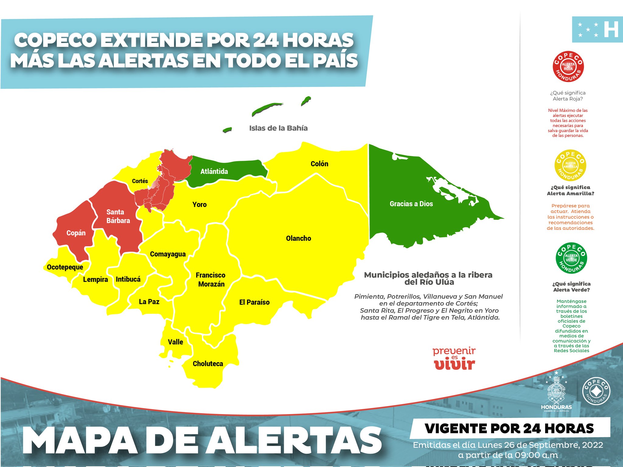 Por 24 horas más se extienden alertas en todo el país.