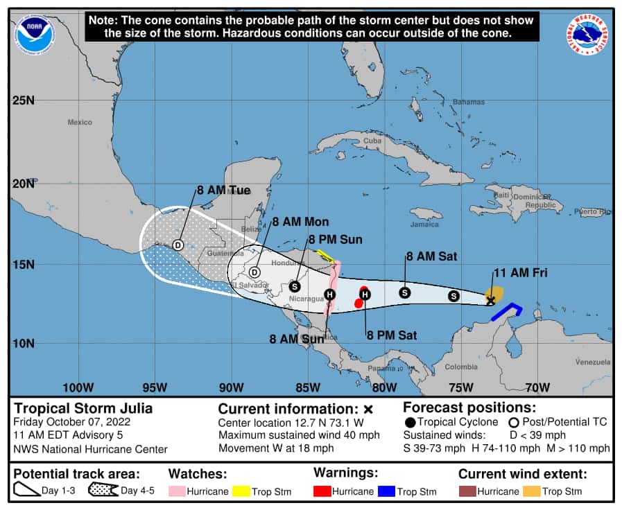 Mañana la tormenta tropical Julia será huracán