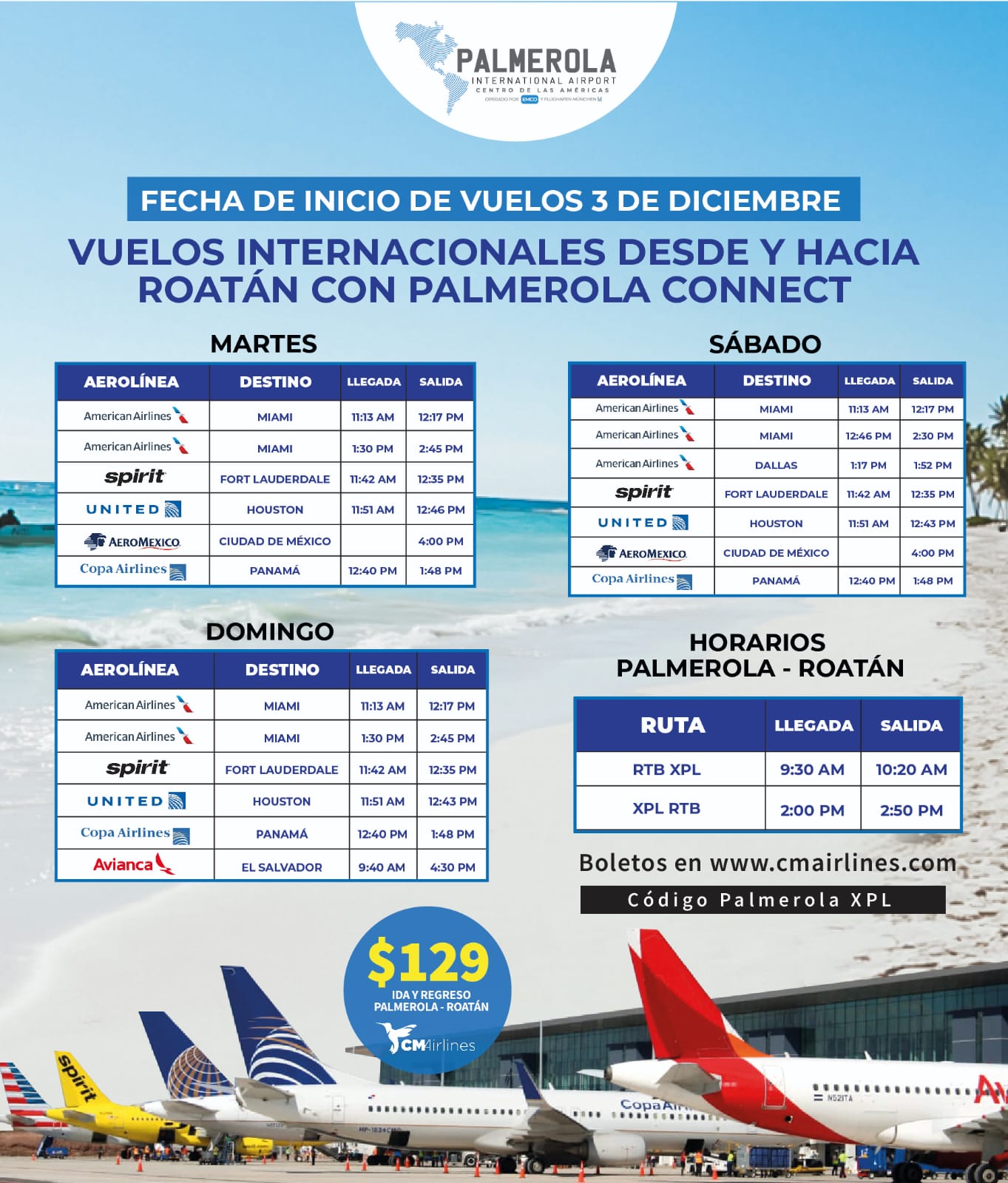 PalmerolaConnect Palmerola conectará a Roatán con vuelos a EEUU, Europa, Centroamérica y Sudamérica a precios económicos. PalmerolaConnect Palmerola conectará a Roatán con vuelos a EEUU, Europa, Centroamérica y Sudamérica a precios económicos.