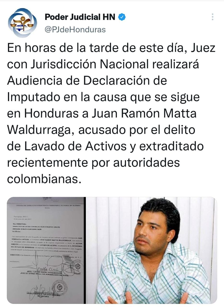 Matta Waldurraga es extraditado desde Colombia y comparecerá a audiencia este viernes