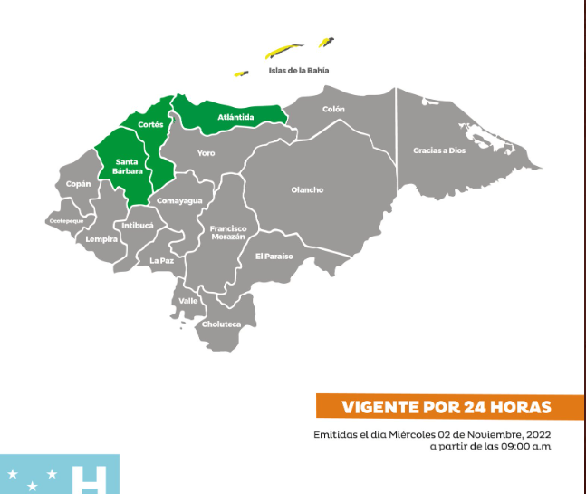 Copeco baja a Alerta Amarilla a Islas de la Bahía y deja en Verde a tres departamentos Copeco baja a Alerta Amarilla a Islas de la Bahía y deja en Verde a tres departamentos