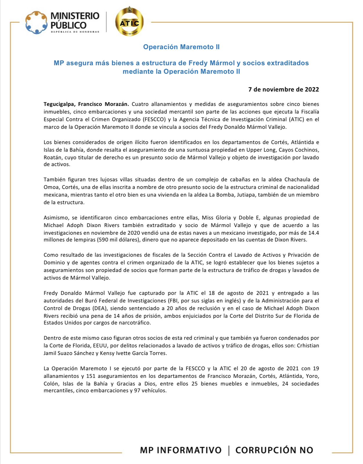 MP aseguran lujosos bienes de la estructura de Fredy Mármol y socios.