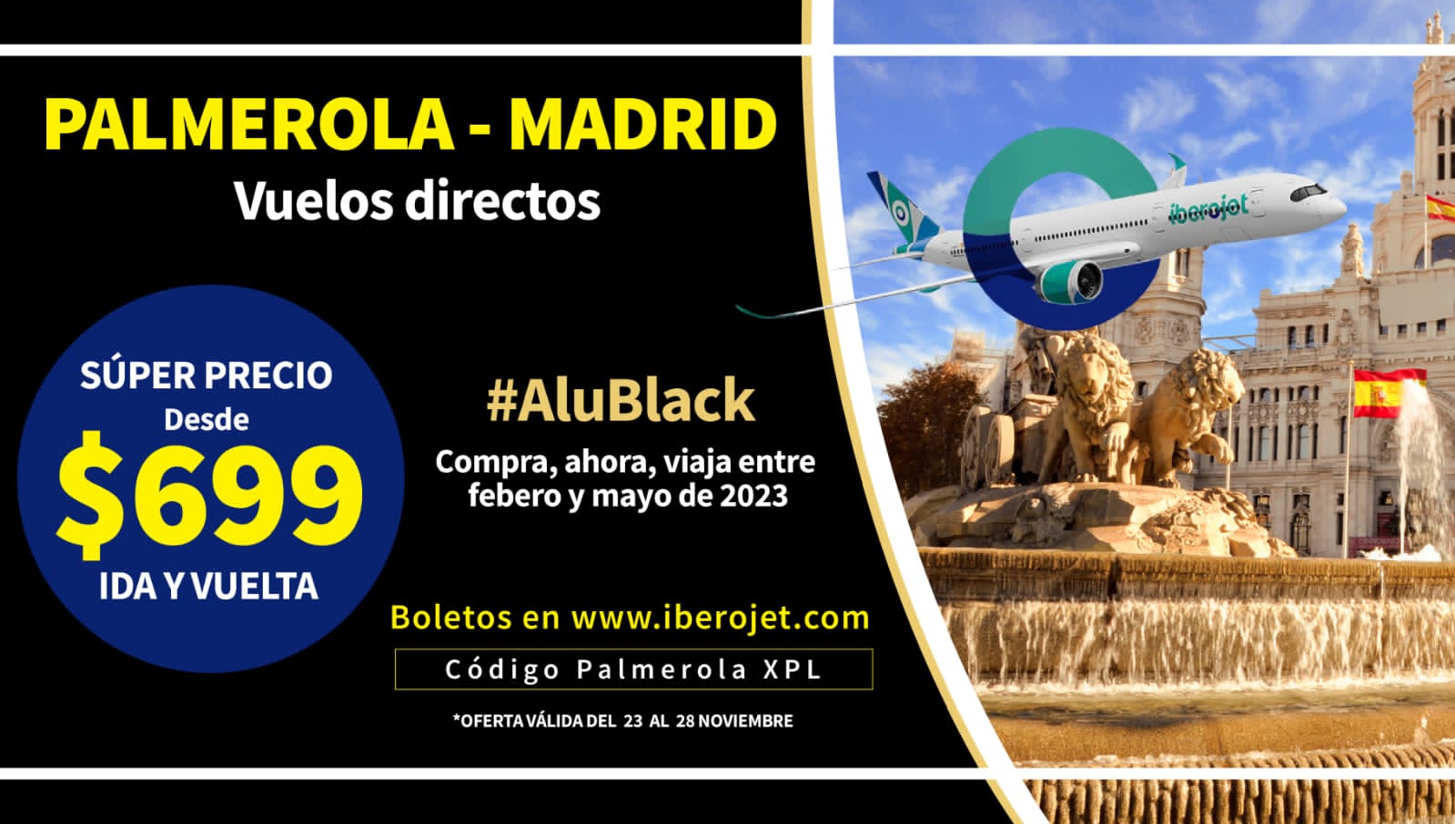 Histórico: Vuelos directos Palmerola – Madrid desde $699 ida y regreso con Iberojet