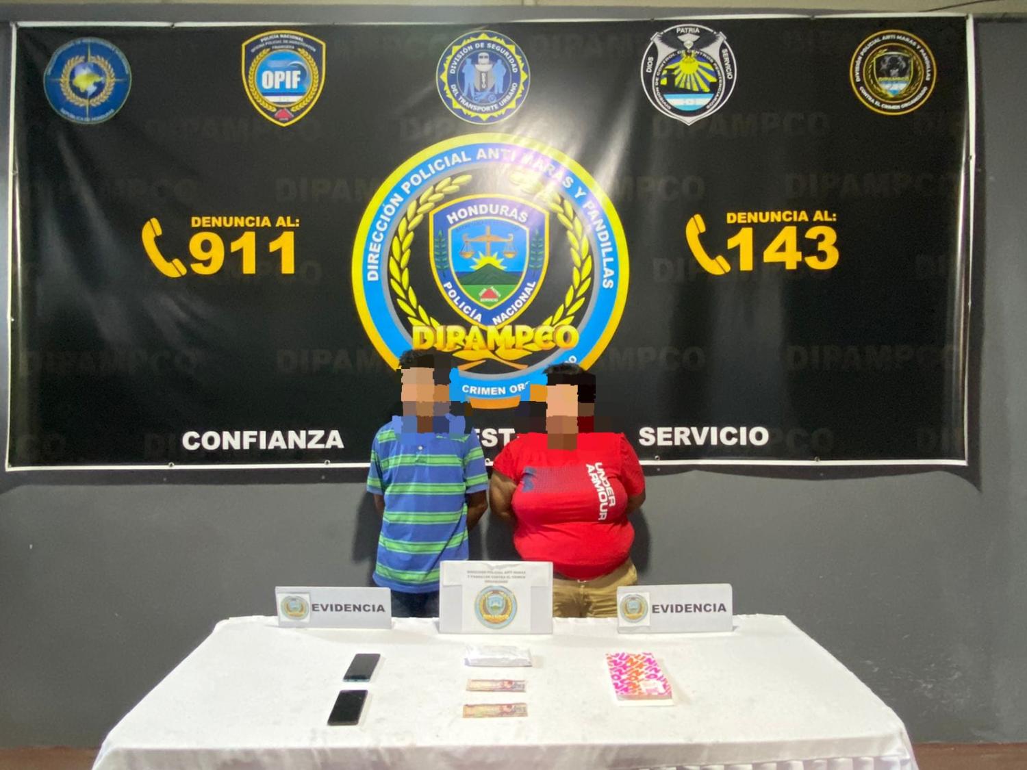 Dos miembros de la pandilla 18 capturados en SPS por extorsionadores.