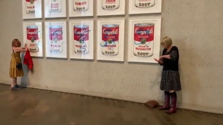 Activistas ecológicas se pegaron a una obra de Andy Warhol en Australia.