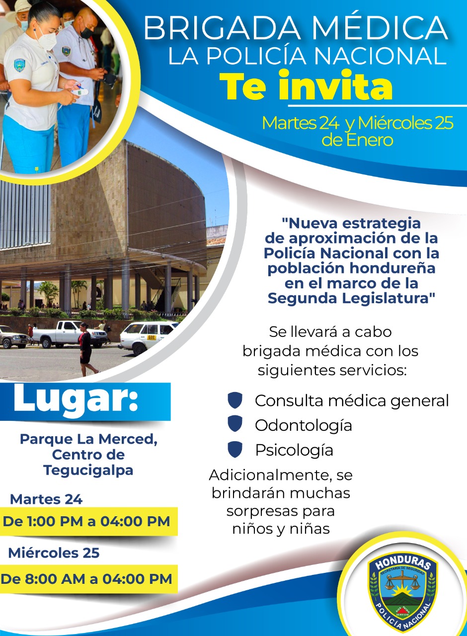 Policía Nacional realizará Brigada Médica en los bajos del Congreso Nacional previo y durante elección CSJ