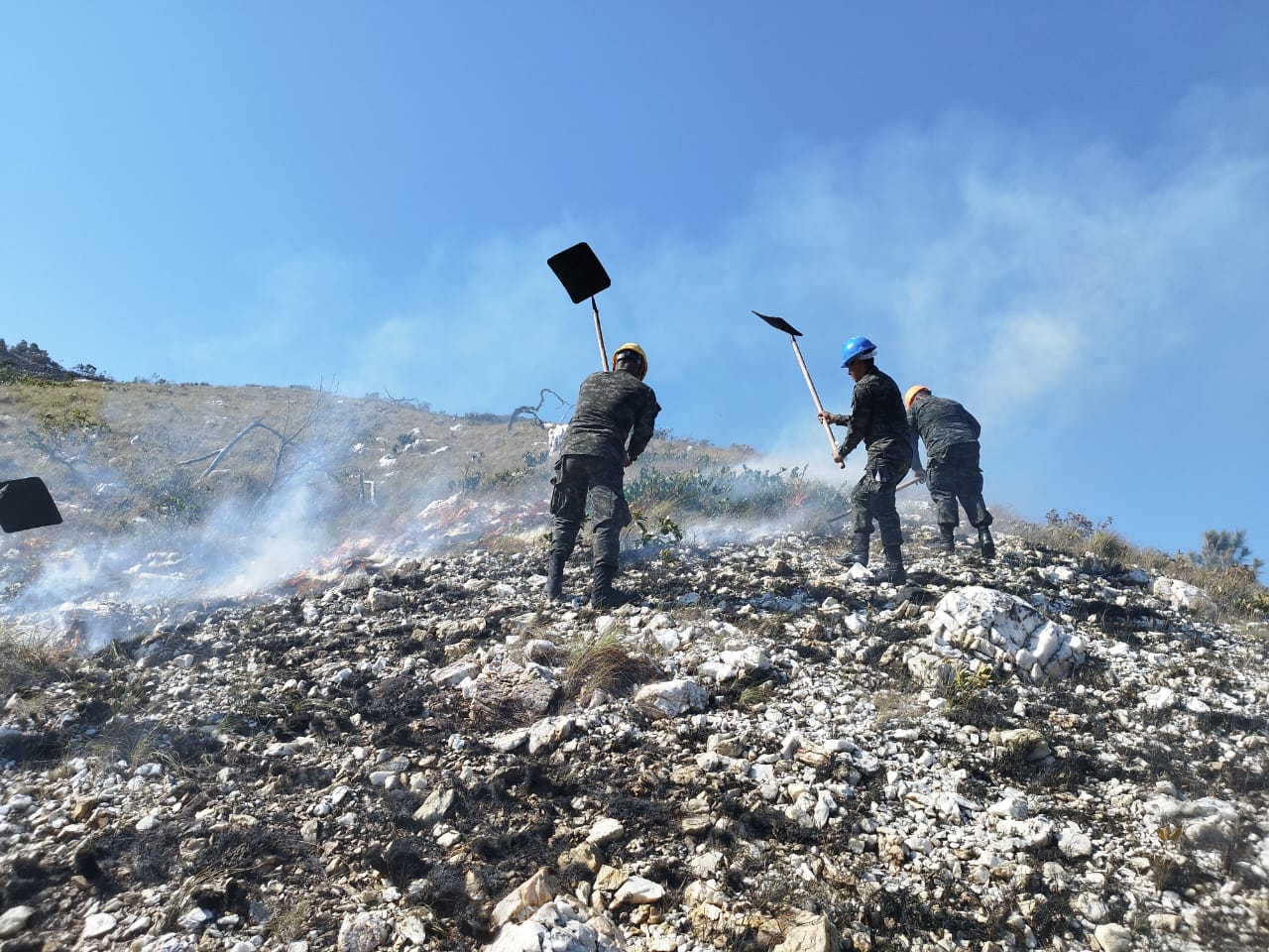 FFAA sofocan incendio forestal en Guanaja