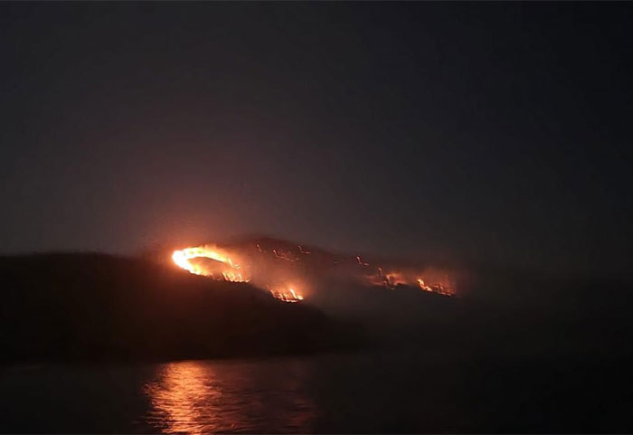 Incendio forestal consume bosque en Guanaja