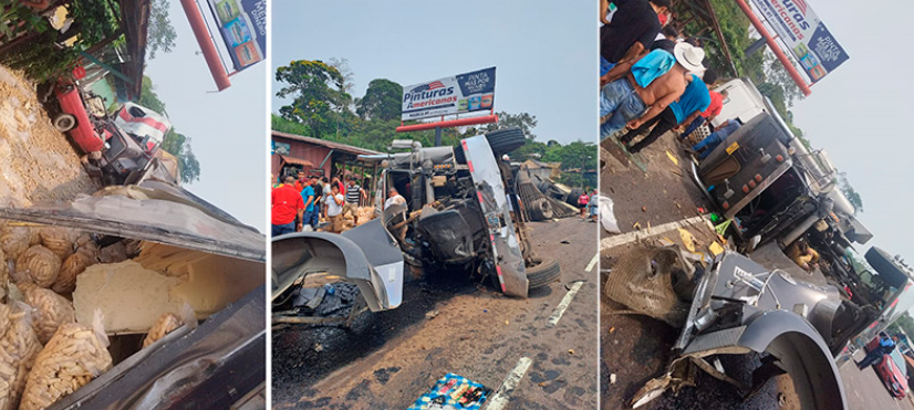 Choque entre un vehículo pesado y un turismo dejan 3 heridos en Cortés Choque entre un vehículo pesado y un turismo dejan 3 heridos en Cortés