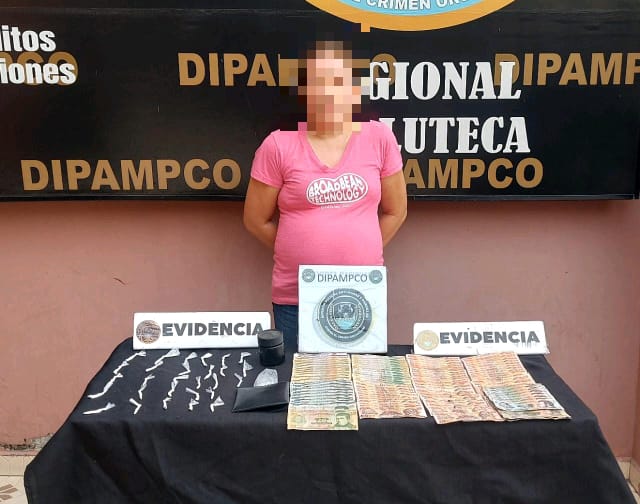 Detienen a femina con 28 bolsitas de cocaína y 3,500 lempiras en efectivo