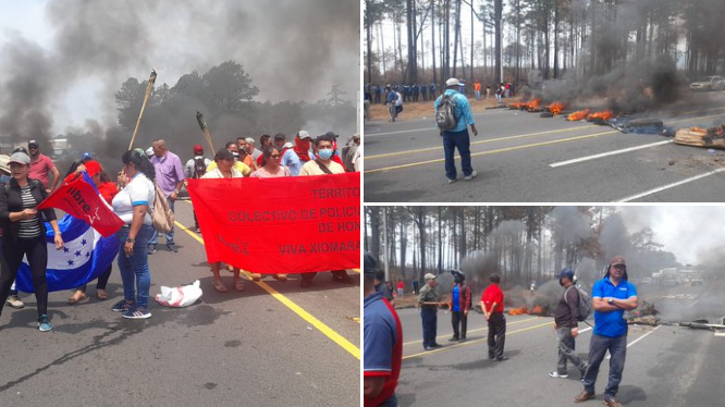 Desalojan a punta de tanque a policías depurados que demandan su reintegro la altura de la  CA-5 cerca del peaje de Zambrano