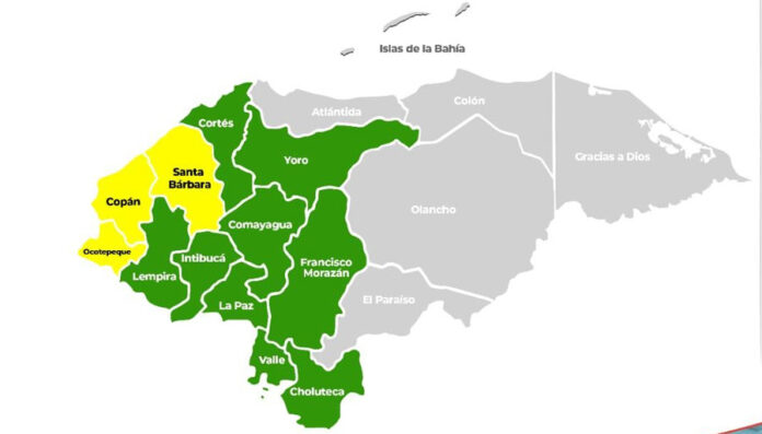 Tres departamentos en Alerta Amarilla y nueve en Alerta Verde Tres departamentos en Alerta Amarilla y nueve en Alerta Verde