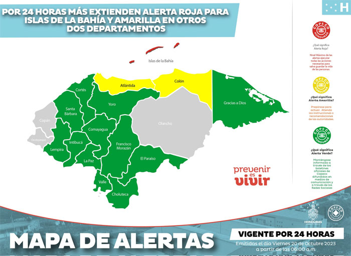 Islas de la Bahía se mantiene en Alerta Roja