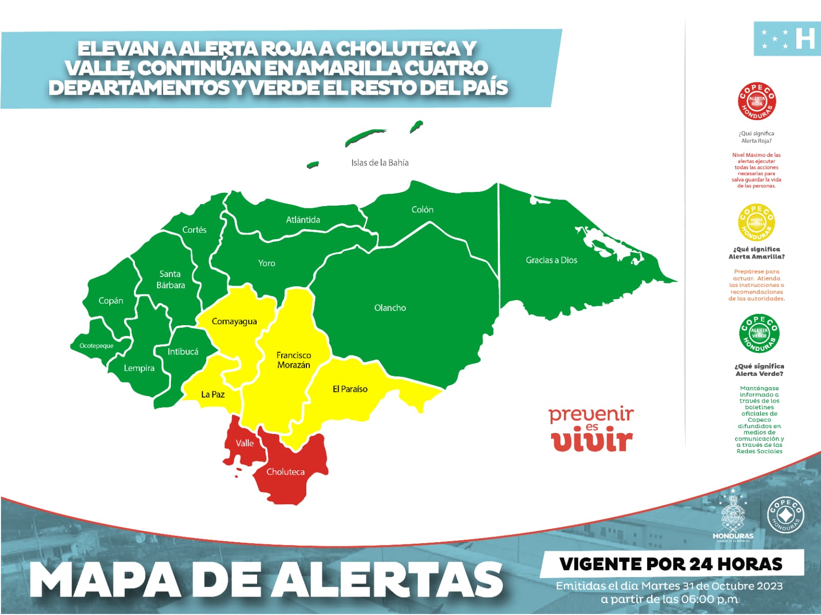 Se elevan a Alerta Roja los departamentos de Choluteca y Valle