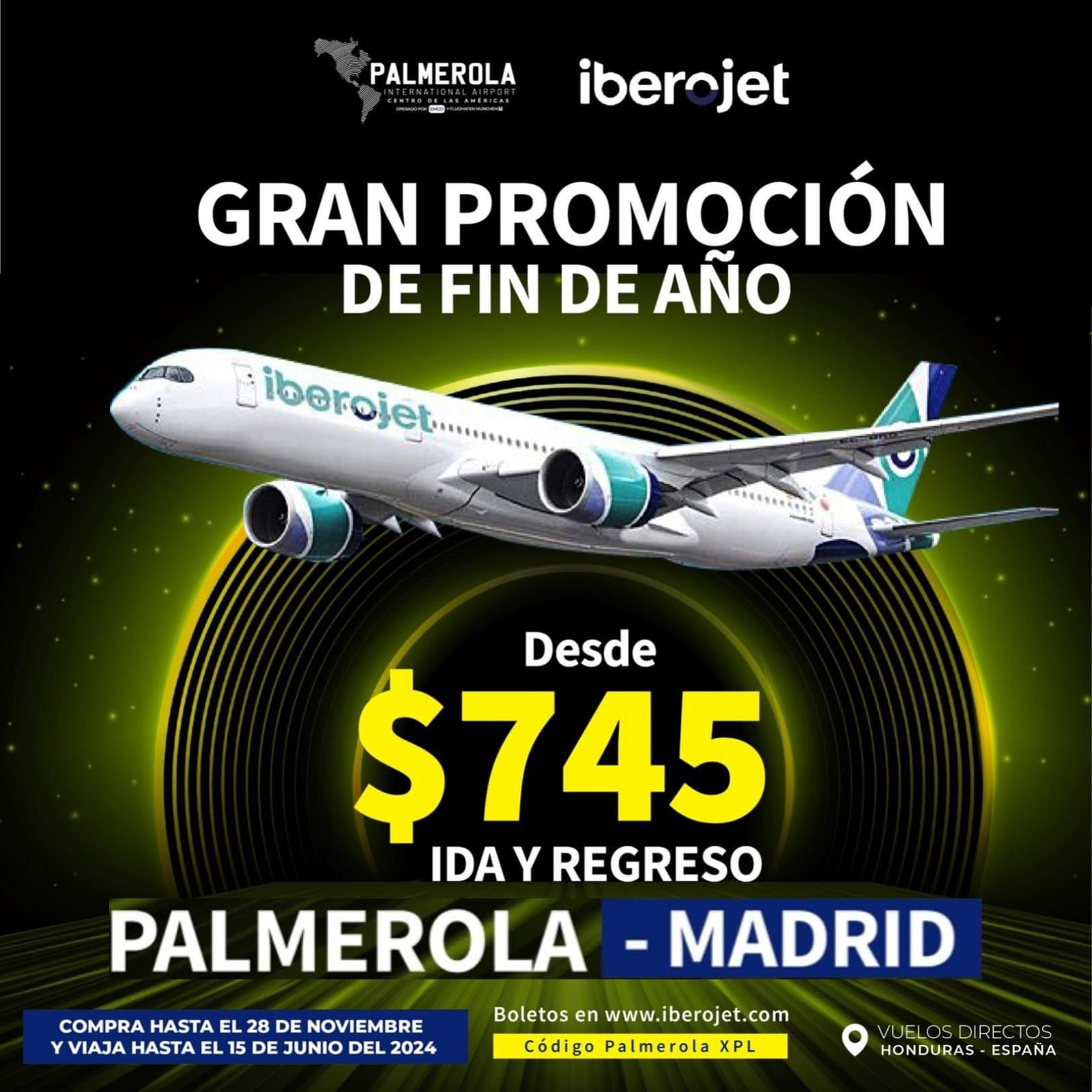 #SÚPERPROMO ¡Vuelos PALMEROLA – MADRID desde $745 ida y regreso con IBEROJET!