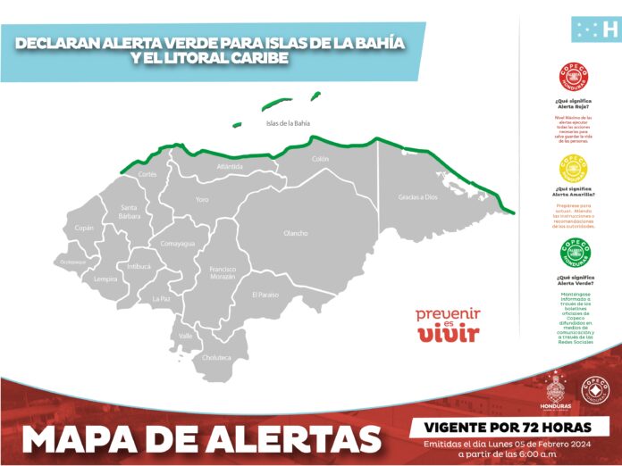 Islas de la Bahía y Litoral Caribe en Alerta Verde por frente frío