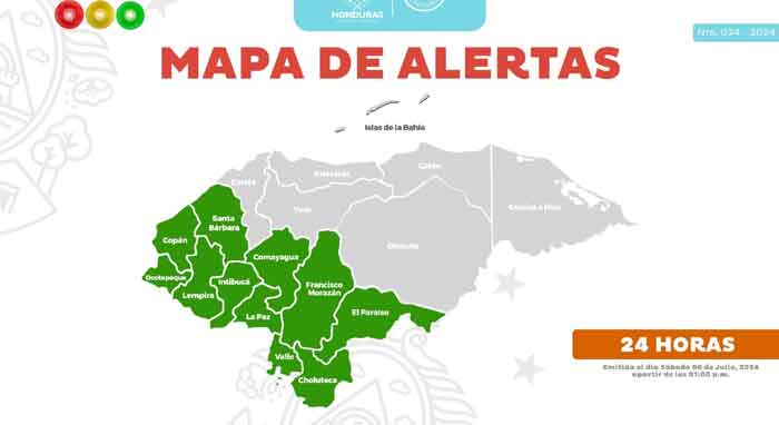 Por 24 horas más se extiende Alerta Verde en 11 departamentos del país
